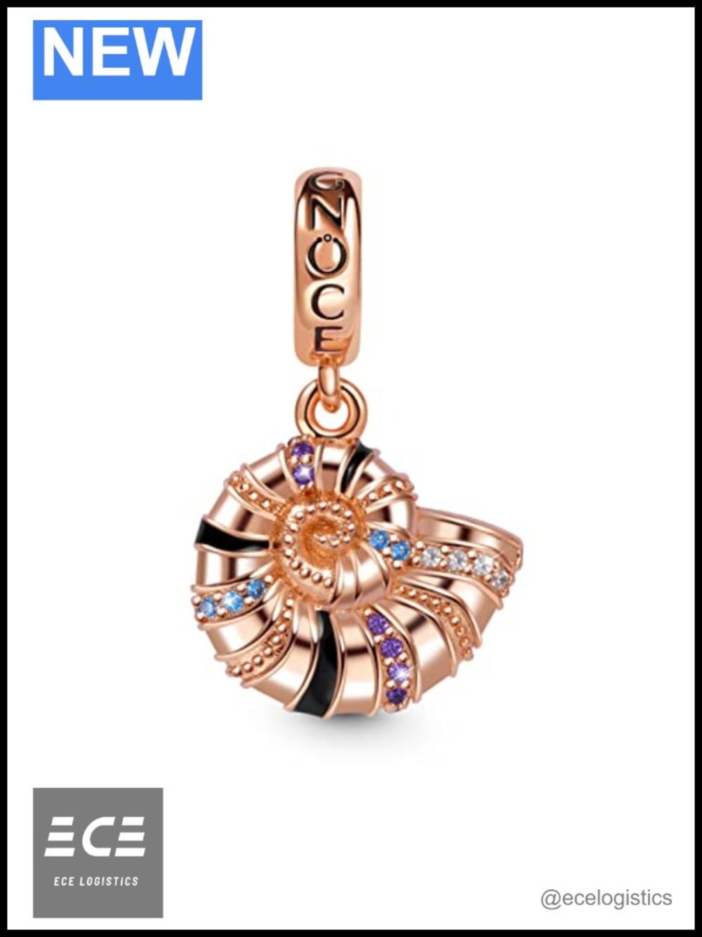 GNOCE 925 Sterling Silver 18K Rose Gold Plated Bead Charm Pendant